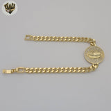 (1-0841) Gold Laminate - 6mm Curb Link Guadalupe Bracelet - 7.5" - BGO