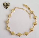 (1-0627) Gold Laminate Bracelet- 8mm Shell Link Bracelet -7''-BGF - Fantasy World Jewelry