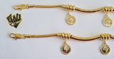 (1-0628) Gold Laminate Bracelet - 3mm Snake Link Bracelet w/ Charms - 7.5'' - BGF - Fantasy World Jewelry