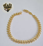(1-0630) Gold Laminate - 6.5mm Leaf Bracelet- 7.5"- BGF - Fantasy World Jewelry