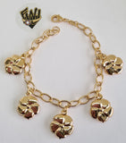 (1-0638) Gold Laminate Bracelet-5.5mm Rolo Link Bracelet w/Charms -7.5''-BGO - Fantasy World Jewelry