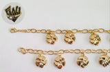(1-0638) Gold Laminate Bracelet-5.5mm Rolo Link Bracelet w/Charms -7.5''-BGO - Fantasy World Jewelry
