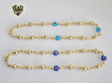 (1-0137) Gold Laminate - 5.5mm Balls and Eyes Anklets - 10" - BGO - Fantasy World Jewelry