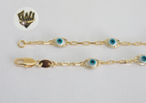 (1-0134) Gold Laminate - 2mm Paper Clips Anklet with Eyes - 10" - BGF - Fantasy World Jewelry