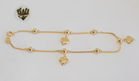 (1-0221) Gold Laminate - 1mm Box Link Anklet w/Balls - 10