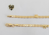 (1-0103) Gold Laminate - 3.5mm Flat Marine Anklet with Elephants - 10" - BGF - Fantasy World Jewelry