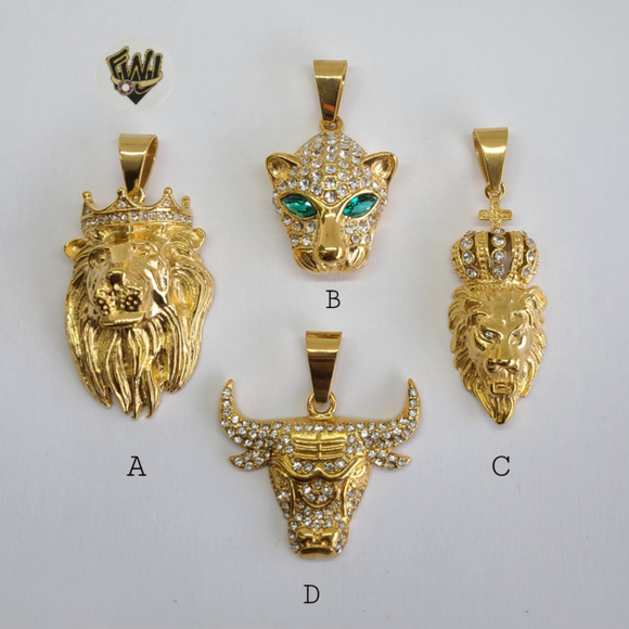 (4-2336) Stainless Steel - Men Zircon Pendants. - Fantasy World Jewelry