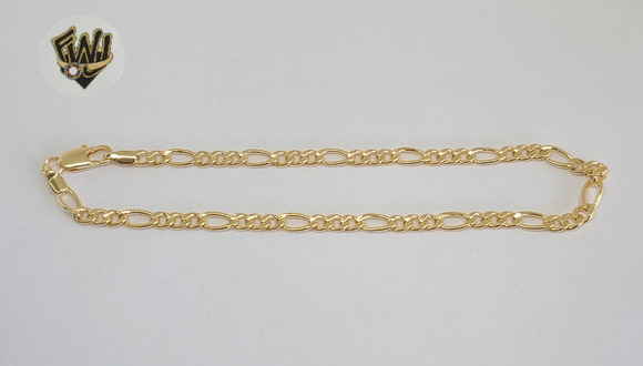 (1-0007) Gold Laminate - 4mm Figaro Anklet -10