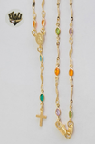(1-3308-1) Gold Laminate - 3mm Multicolor Crystals Rosary Necklace - 18" -  BGF. - Fantasy World Jewelry