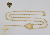 (1-3334) Gold Laminate - 2.5mm Beads Rosary Necklace - 19.5''- BGO. - Fantasy World Jewelry