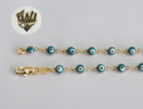 (1-0145) Gold Laminate - 4.5mm Eyes Anklets - 10" - BGF - Fantasy World Jewelry