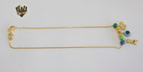 (1-0265) Gold Laminate - 1mm Box Anklet w/Amulet Charms 10" - BGO - Fantasy World Jewelry
