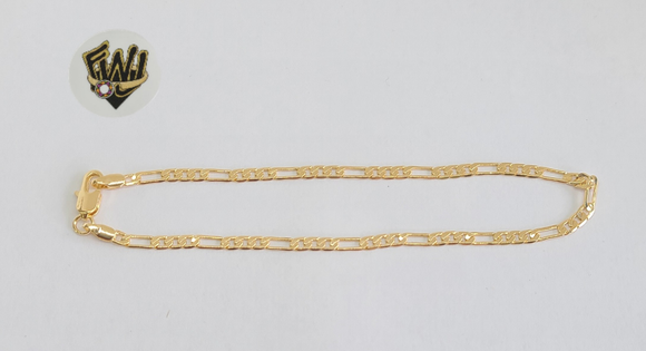 (1-0004) Gold Laminate - 3mm Flat Figaro Anklet - 10