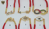 (1-60099) - Gold Plated Red String Bracelet (CZ Stone) - Fantasy World Jewelry
