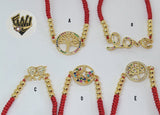 (1-60099) - Gold Plated Red String Bracelet (CZ Stone) - Fantasy World Jewelry