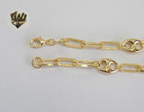 (1-0457) Gold Laminate - 5mm Paper Clips Bracelets w/Puff Marine - BGF - Fantasy World Jewelry