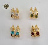 (1-2671-A) Gold Laminate - Colorful Crystals Hoops - BGO - Fantasy World Jewelry