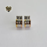 (4-2264) Stainless Steel - Three Tone Huggies. - Fantasy World Jewelry