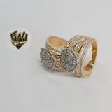 (1-3137) Gold Laminate - Two Tone CZ Ring - BGO - Fantasy World Jewelry