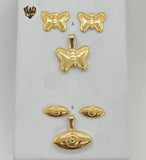 (4-9077) Stainless Steel - Butterfly Eye Plain Set. - Fantasy World Jewelry