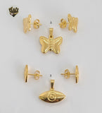 (4-9077) Stainless Steel - Butterfly Eye Plain Set. - Fantasy World Jewelry