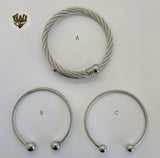 (4-5064) Stainless Steel - Open Bangle with Balls. - Fantasy World Jewelry