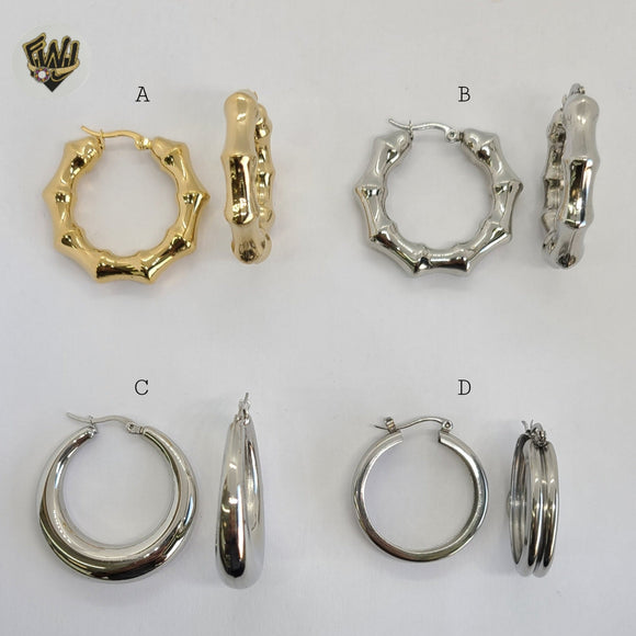 (4-2178) Stainless Steel - Hoops. - Fantasy World Jewelry