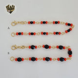 (1-0687) Gold Laminate Bracelet - Azabache Bracelet - BGF - Fantasy World Jewelry