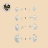 (2-3208) 925 Sterling Silver - Half Ball Plain Stud Earrings. - Fantasy World Jewelry