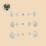 (2-3200) 925 Sterling Silver - Half Ball Stud Earrings. - Fantasy World Jewelry