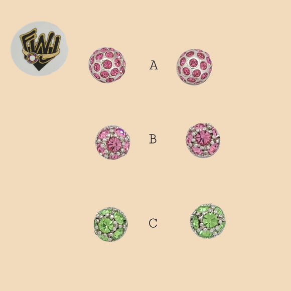 (2-3062) 925 Sterling Silver - Ball Zircon Stud Earrings. - Fantasy World Jewelry
