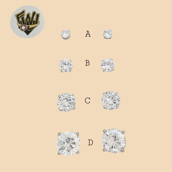 (2-3075) 925 Sterling Silver - Round Zircon Stud Earrings. - Fantasy World Jewelry