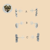 (2-3084) 925 Sterling Silver - Stud Earrings. - Fantasy World Jewelry