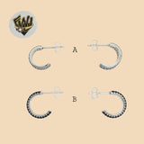 (2-4139) 925 Sterling Silver - Zircon Half Hoops. - Fantasy World Jewelry