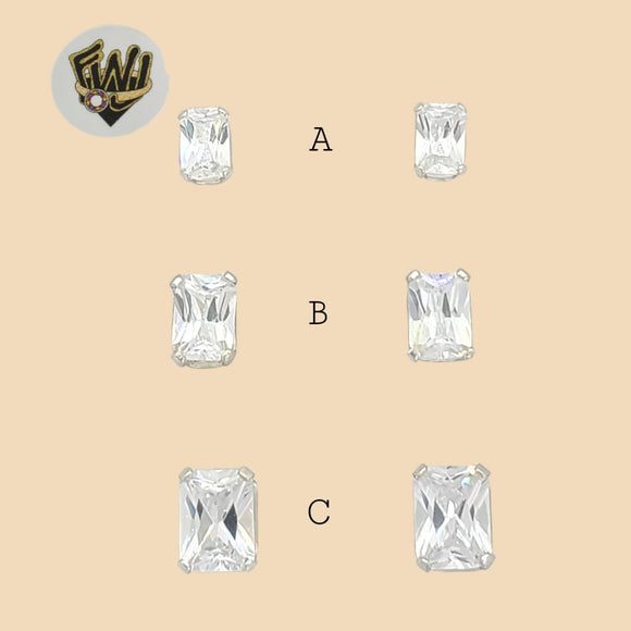 (2-3034) 925 Sterling Silver - Square Zircon Stud Earrings. - Fantasy World Jewelry