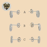 (2-3139) 925 Sterling Silver - Happy Face Stud Earrings. - Fantasy World Jewelry