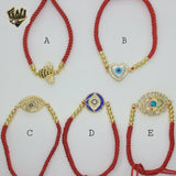 (1-60099) - Gold Plated Red String Bracelet (CZ Stone) - Fantasy World Jewelry