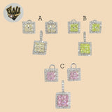 (2-6450) 925 Sterling Silver - Zircon Square Set.