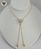 (1-6471-F) Gold Laminate - Adjustable Dragon-fly Necklace - BGO - Fantasy World Jewelry