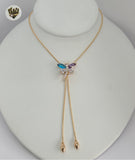 (1-6471-G) Gold Laminate - Adjustable Dragon-Fly Necklace - BGO - Fantasy World Jewelry