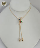 (1-6471-H) Gold Laminate - Adjustable Dragon-Fly Necklace - BGO - Fantasy World Jewelry