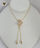 (1-6471-J) Gold Laminate - Adjustable Zircon Butterfly Necklace - BGO - Fantasy World Jewelry