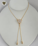 (1-6471-K) Gold Laminate - Adjustable Zircon Flower Necklace - BGO - Fantasy World Jewelry