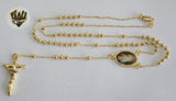 (1-3357) Gold Laminate - 3mm Beads Rosary Necklace - 20''- BGO. - Fantasy World Jewelry