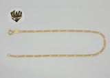 (1-0013) Gold Laminate - 2mm Figaro Link Anklet - BGF - Fantasy World Jewelry