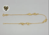 (1-0052) Gold Laminate - 2mm Open Link Elephants Anklet - 10" - BGF - Fantasy World Jewelry
