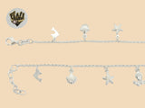 (2-0176) 925 Sterling Silver - 2mm Charms Anklet - 10" - Fantasy World Jewelry