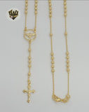 (1-3332) Gold Laminate - 3mm Beads Rosary Necklace - 18" - BGF. - Fantasy World Jewelry