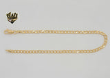 (1-0018) Gold Laminate - 4mm Curb Link Anklet - 10" - BGF
