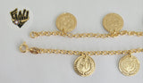 (1-0881) Gold Laminate Bracelet -3mm Rolo Link Bracelet w/ Charms- 7''-BGF - Fantasy World Jewelry